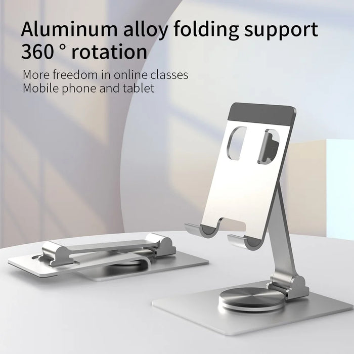 YY-022 Desktop Phone Tablet Holder Stand 360-Degree Rotatable Aluminum Alloy Bracket - Black - 2