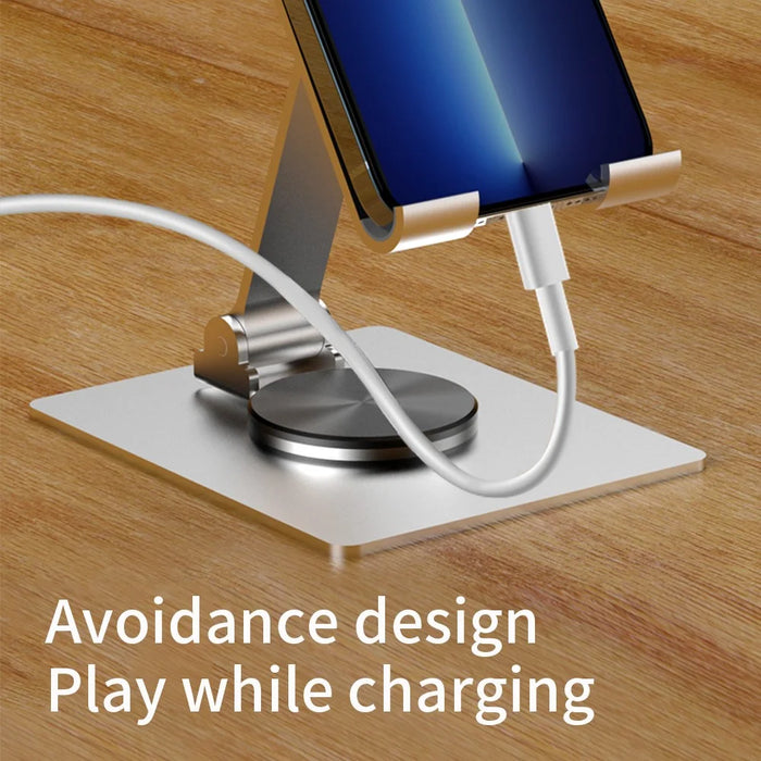 YY-022 Desktop Phone Tablet Holder Stand 360-Degree Rotatable Aluminum Alloy Bracket - Black - 7