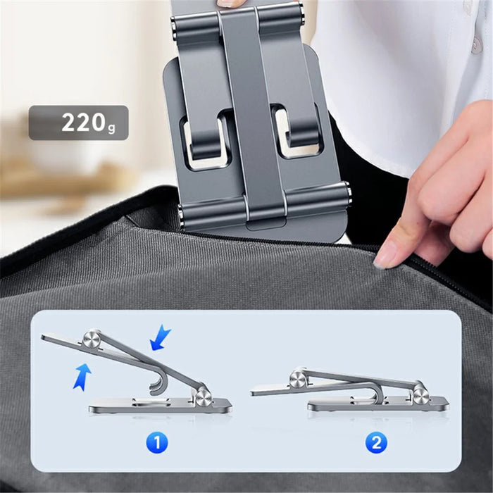 YY-003 Aluminum Alloy Cell Phone Holder Stand Rack Bracket Foldable Desktop Tablet Mount - Grey - 3
