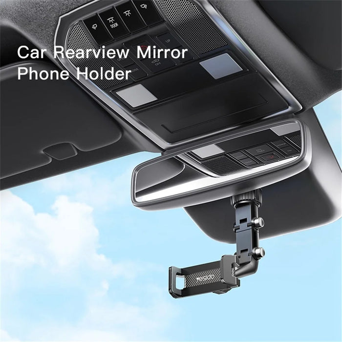 YESIDO C192 Clip-on Rotating Car Rearview Mirror Mount Adjustable Bracket for 4-6.7inch Phone Holder - 2