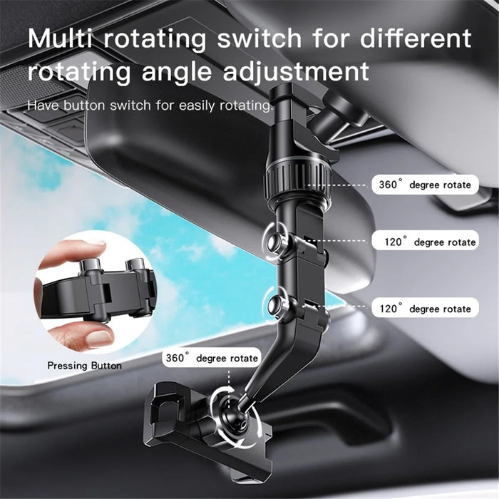 YESIDO C192 Clip-on Rotating Car Rearview Mirror Mount Adjustable Bracket for 4-6.7inch Phone Holder - 3