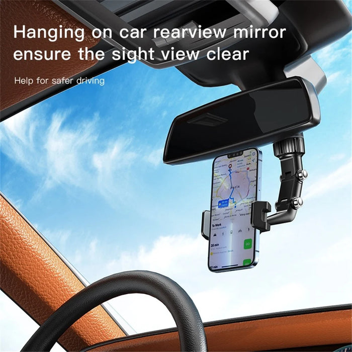 YESIDO C192 Clip-on Rotating Car Rearview Mirror Mount Adjustable Bracket for 4-6.7inch Phone Holder - 5