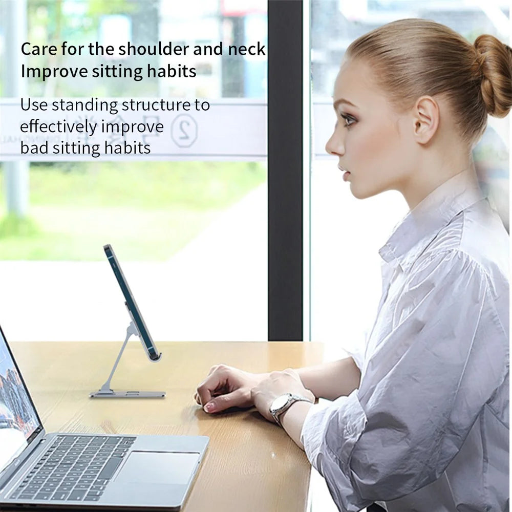 YY-018 Foldable Desktop Phone Tablet Holder Stand Aluminum Alloy Cellphone Bracket - Rose Gold - 4