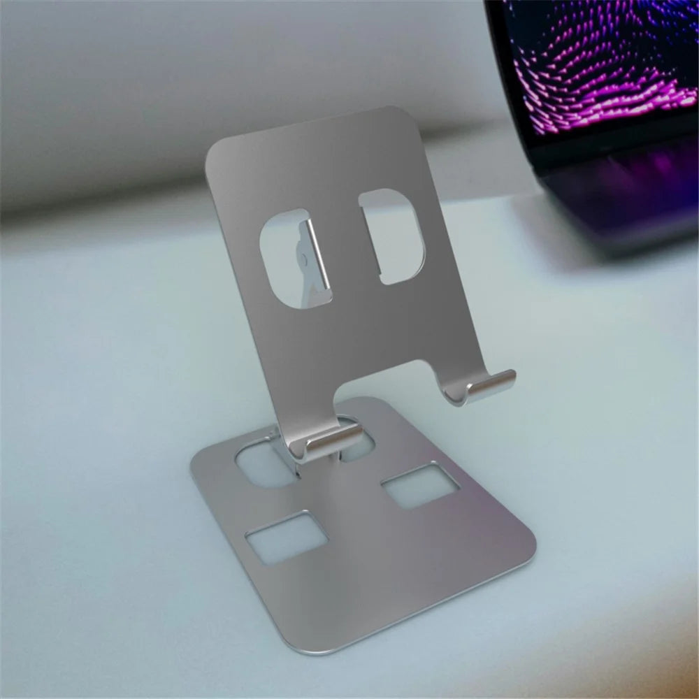 YY-026 Foldable Desktop Stand Aluminum Alloy Bracket for 4.5-11cm Mobile Phones - Silver Grey - 3