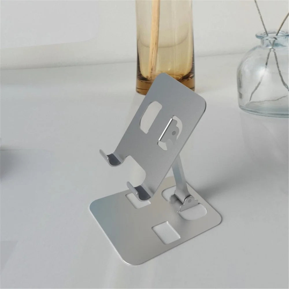 YY-026 Foldable Desktop Stand Aluminum Alloy Bracket for 4.5-11cm Mobile Phones - Silver Grey - 5