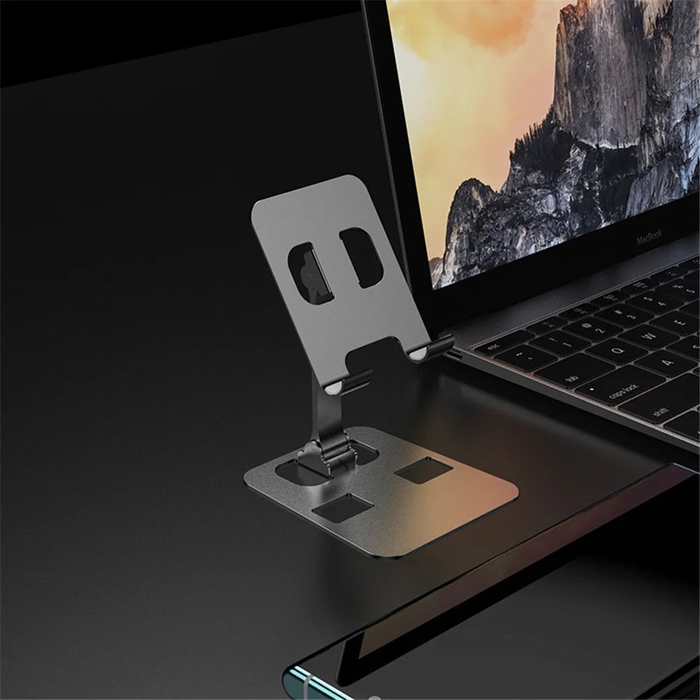 YY-026 Foldable Desktop Stand Aluminum Alloy Bracket for 4.5-11cm Mobile Phones - Silver Grey - 6