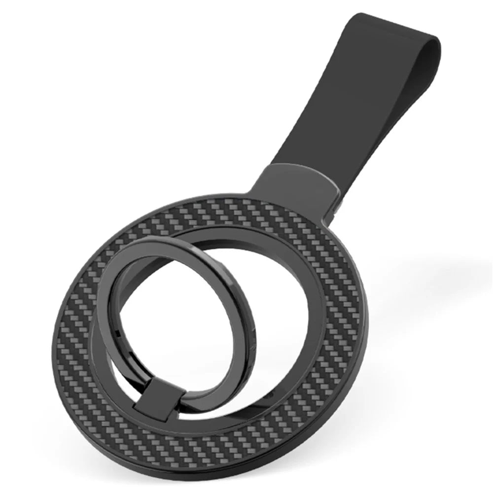 Magnetic Phone Ring Holder Cell Phone Finger Grip Strap Kickstand - Black+Black - 1
