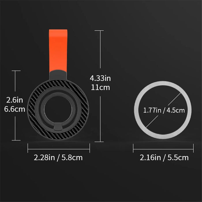 Magnetic Phone Ring Holder Cell Phone Finger Grip Strap Kickstand - Black+Black - 7