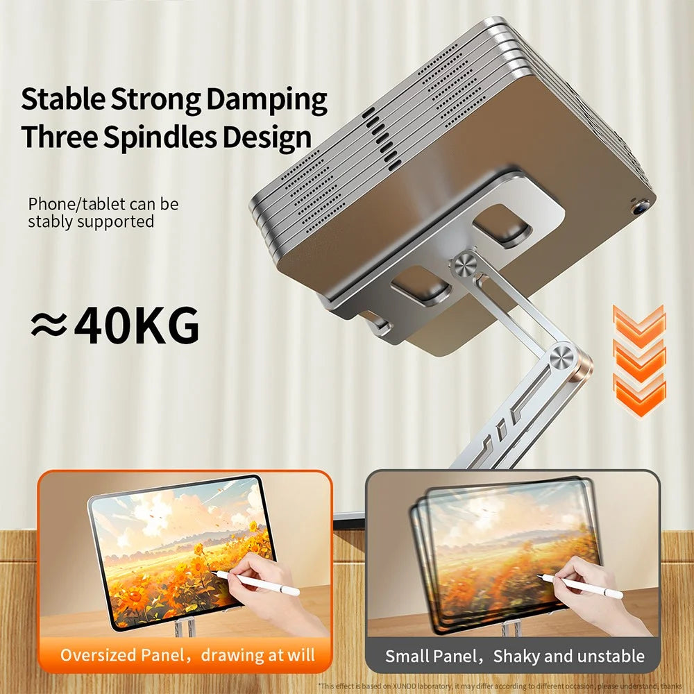 XUNDD XDHO-034 Desktop Phone Stand Holder Adjustable Aluminum Alloy Cradle Dock - Silver - 4