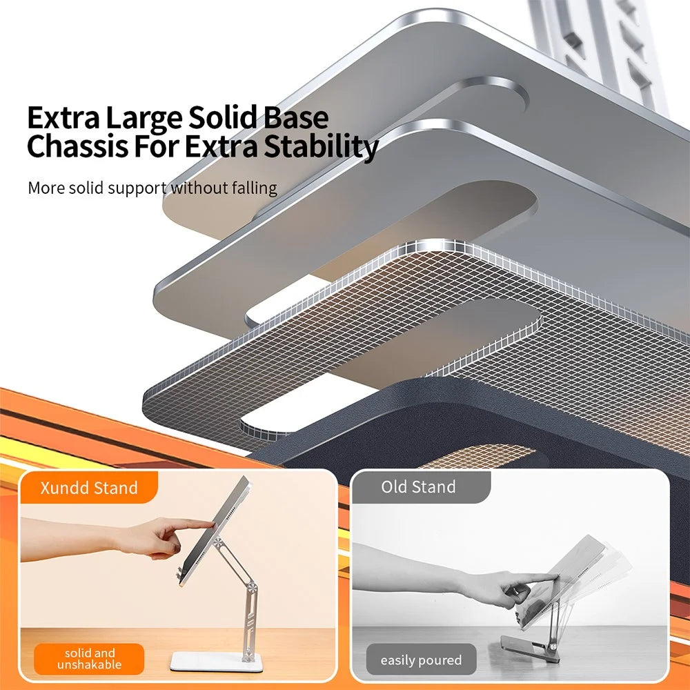 XUNDD XDHO-034 Desktop Phone Stand Holder Adjustable Aluminum Alloy Cradle Dock - Silver - 5