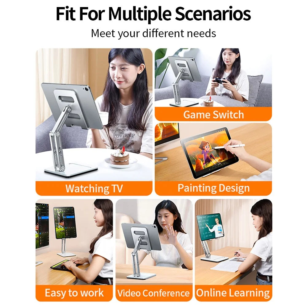 XUNDD XDHO-034 Desktop Phone Stand Holder Adjustable Aluminum Alloy Cradle Dock - Silver - 6