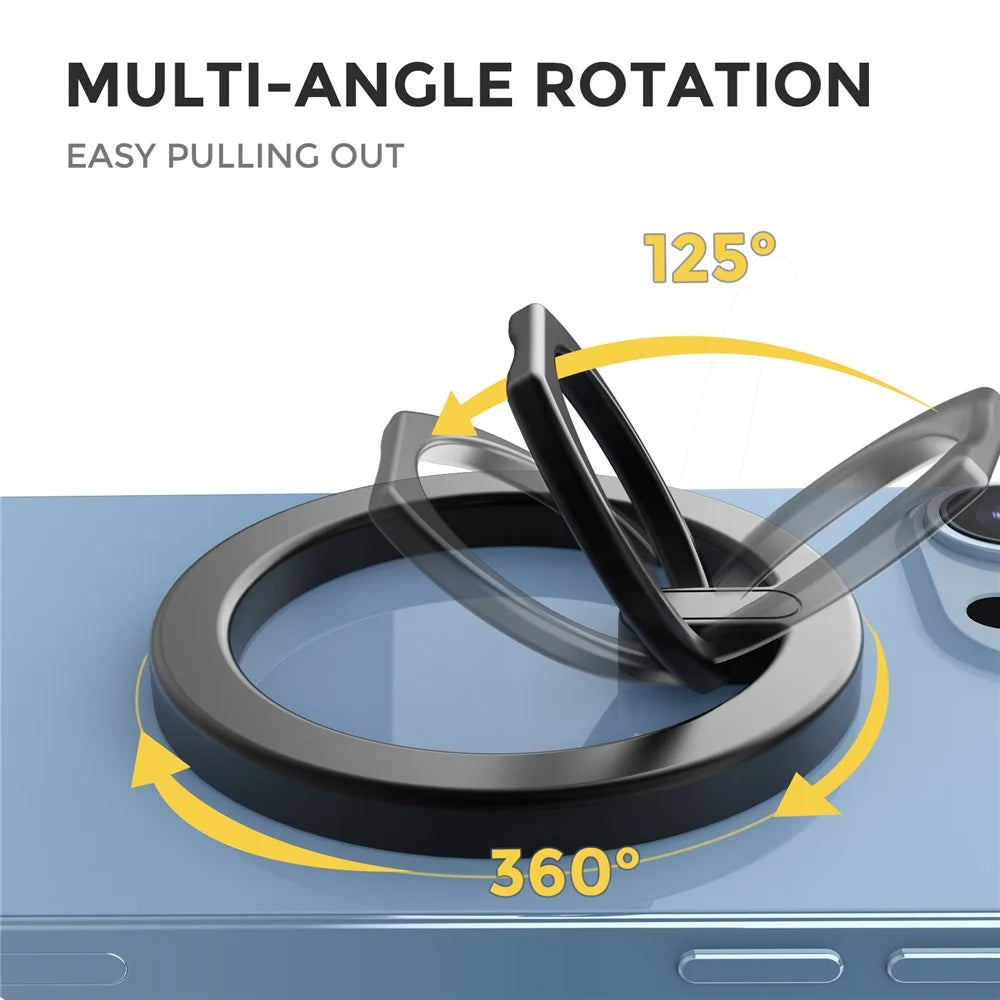 AHASTYLE WG82 Magnetic Phone Grip Zinc Alloy Phone Ring Holder Kickstand - Black - 3