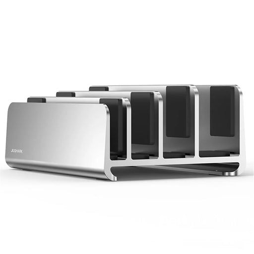 JIUSHARK SNB-21 Vertical Laptop Stand Holder 4-Slot Space-Saving Desk Organizer - Silver - 1