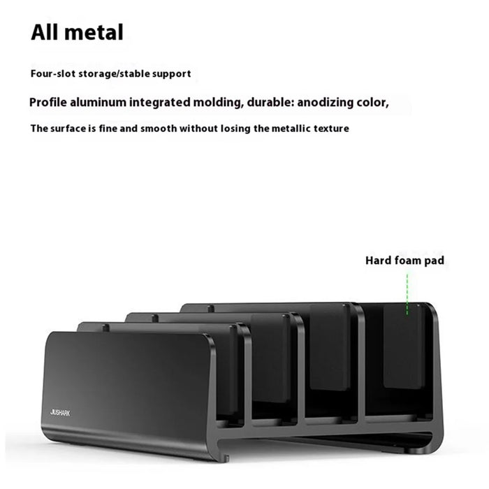 JIUSHARK SNB-21 Vertical Laptop Stand Holder 4-Slot Space-Saving Desk Organizer - Silver - 3