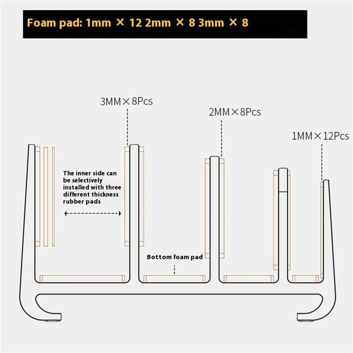 JIUSHARK SNB-21 Vertical Laptop Stand Holder 4-Slot Space-Saving Desk Organizer - Silver - 5
