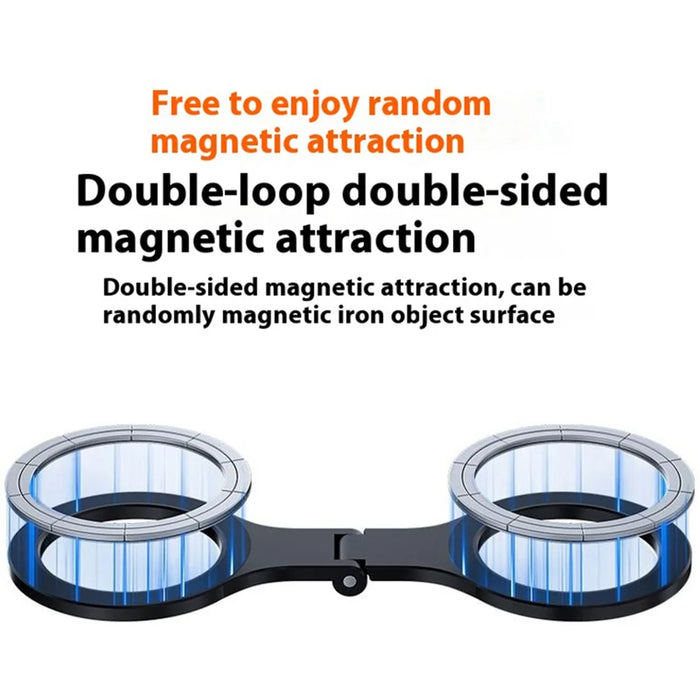 D59 Magnetic Phone Back Dual Ring Holder Aluminum Alloy Support Kickstand Finger Ring Grip - 3