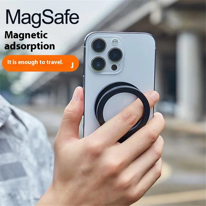 D59 Magnetic Phone Back Dual Ring Holder Aluminum Alloy Support Kickstand Finger Ring Grip - 4
