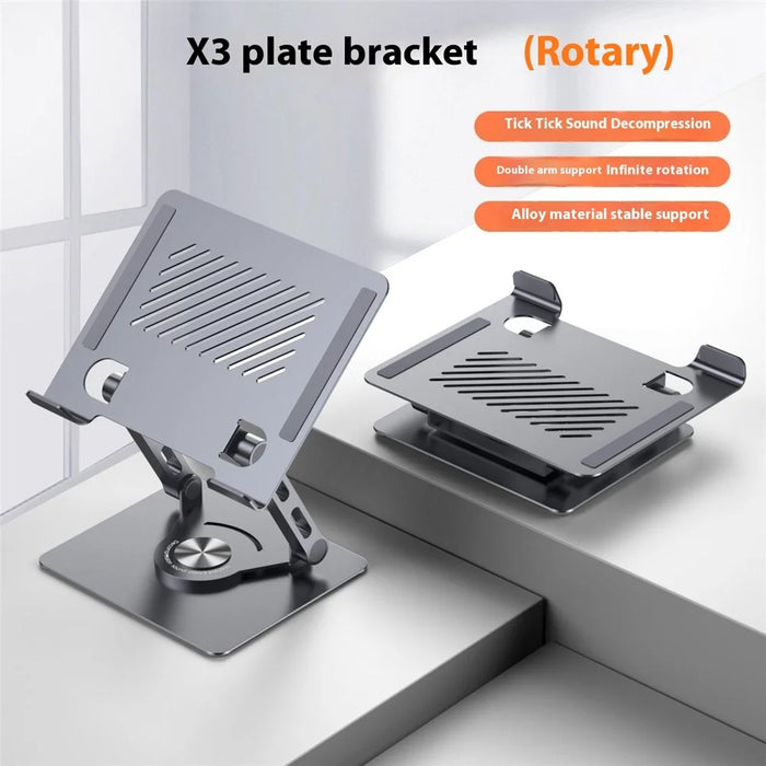 X3 360 Degree Rotating Folding Tablet Holder Heat Dissipation Desktop Phone Bracket - Dark Grey - 2