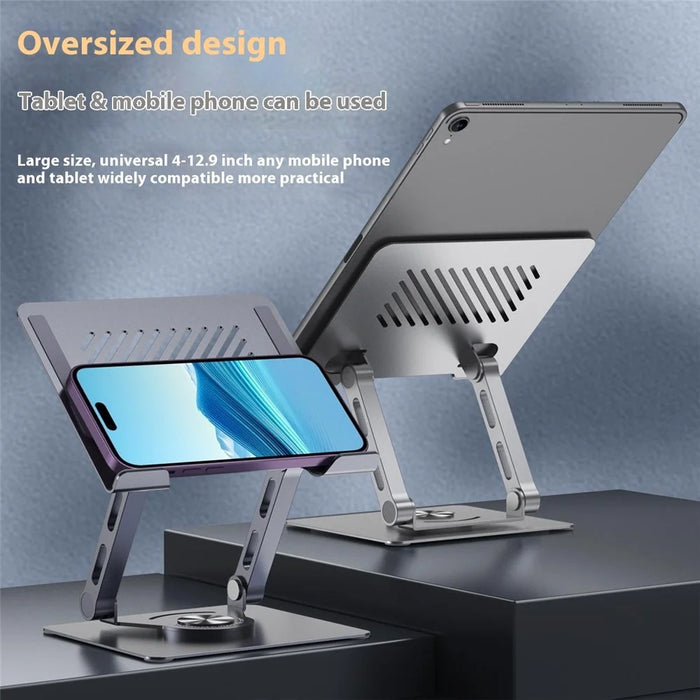 X3 360 Degree Rotating Folding Tablet Holder Heat Dissipation Desktop Phone Bracket - Dark Grey - 5