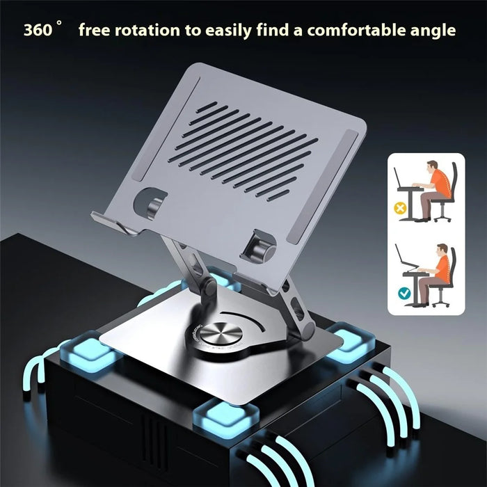 X3 360 Degree Rotating Folding Tablet Holder Heat Dissipation Desktop Phone Bracket - Dark Grey - 7