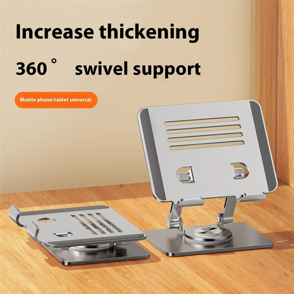 XWJ-2082 Striped Hollow-out Desktop Stand with 360 Degree Rotating Base for Phones / Tablets - Black - 3