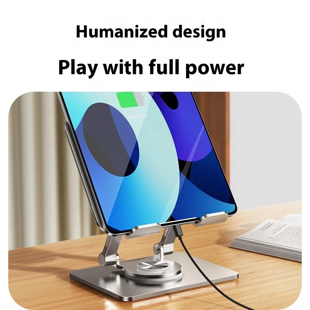 XWJ-2082 Striped Hollow-out Desktop Stand with 360 Degree Rotating Base for Phones / Tablets - Black - 6