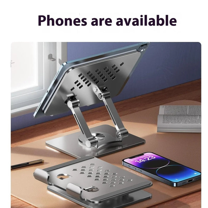 XWJ-2081 Rhombus Hollow-Out Desktop Stand with 360 Degree Rotating Base for Phones / Tablets - Black - 6