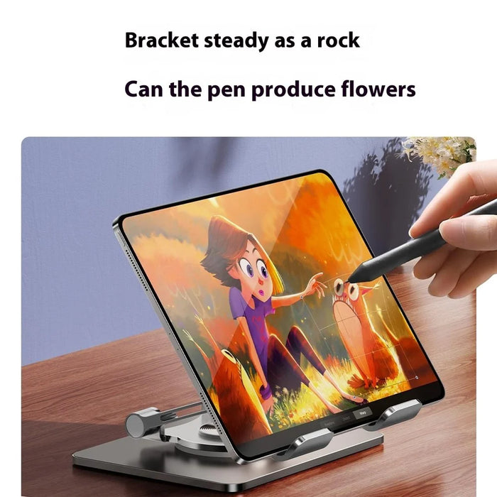 XWJ-2081 Rhombus Hollow-Out Desktop Stand with 360 Degree Rotating Base for Phones / Tablets - Black - 7