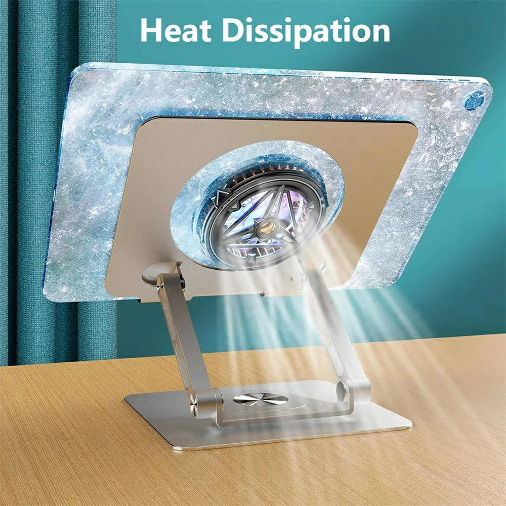 X1 360 Degree Rotating Mobile Phone Stand Foldable Tablet Bracket for Semiconductor Cooler - Dark Grey - 4