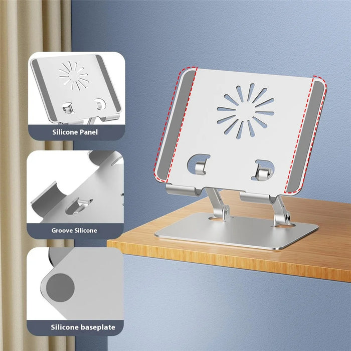 XWJ-2068 Aluminum Alloy Foldable Phone Bracket Heat Dissipation Tablet Stand - Black - 6