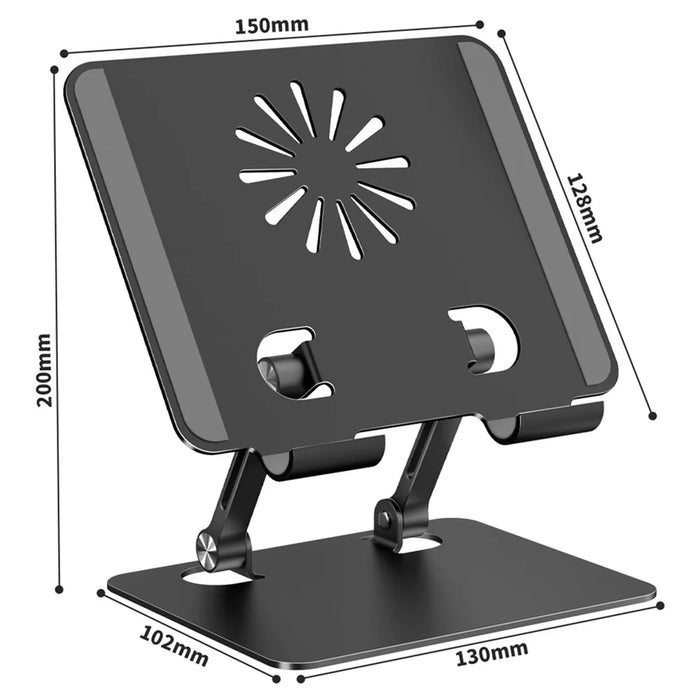 XWJ-2068 Aluminum Alloy Foldable Phone Bracket Heat Dissipation Tablet Stand - Black - 7