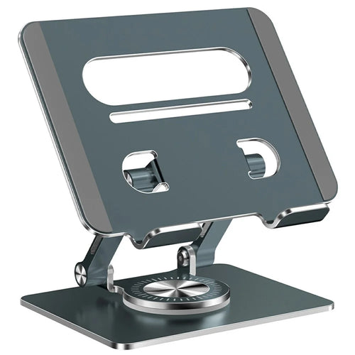 XWJ-2079 Hollow-Out Desktop Stand with 360 Degree Rotating Base for Phones  /  Tablets - Grey - 1