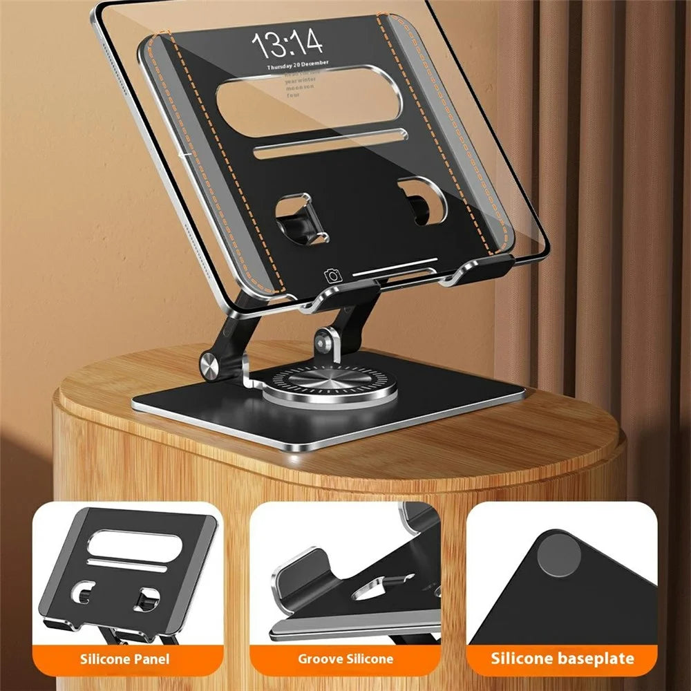 XWJ-2079 Hollow-Out Desktop Stand with 360 Degree Rotating Base for Phones  /  Tablets - Grey - 2