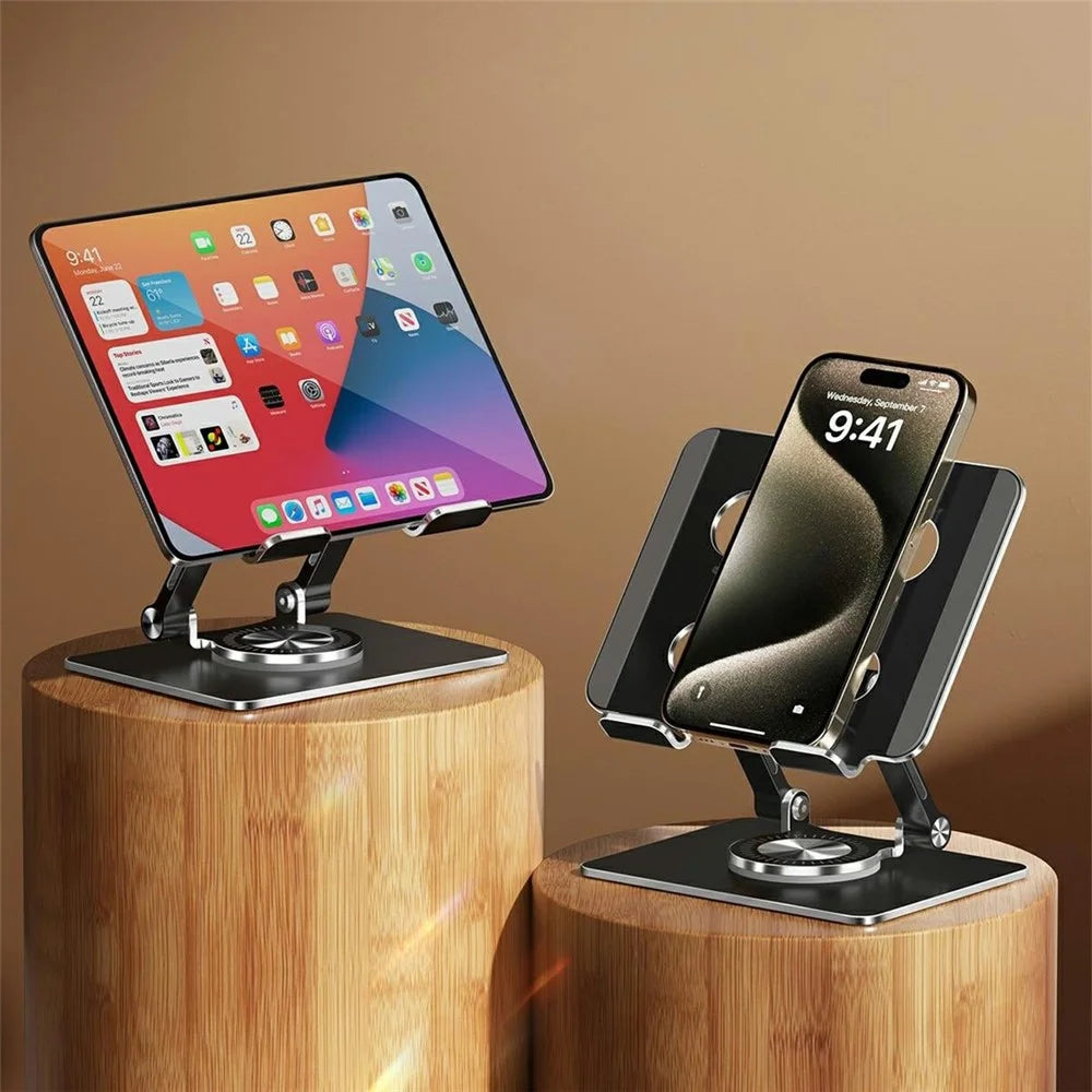XWJ-2079 Hollow-Out Desktop Stand with 360 Degree Rotating Base for Phones  /  Tablets - Grey - 7