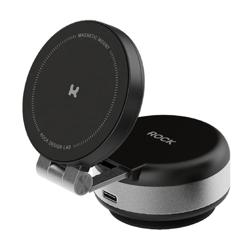 ROCK Q16 Electric Suction Cup Magnetic Phone Holder Portable Phone Stand - Black - 1