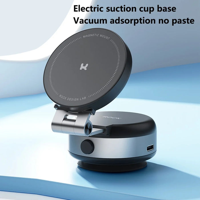 ROCK Q16 Electric Suction Cup Magnetic Phone Holder Portable Phone Stand - Black - 3