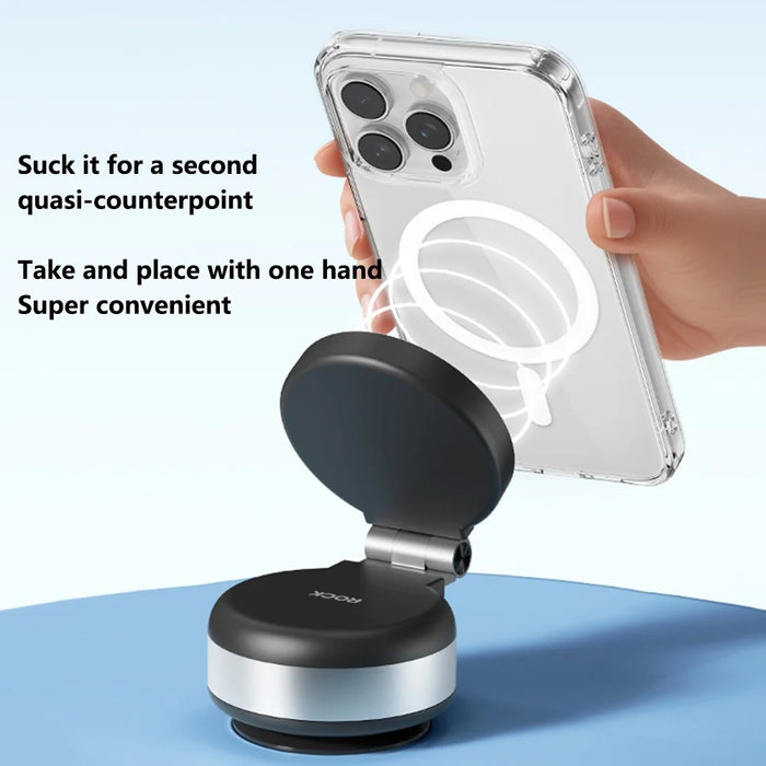 ROCK Q16 Electric Suction Cup Magnetic Phone Holder Portable Phone Stand - Black - 4