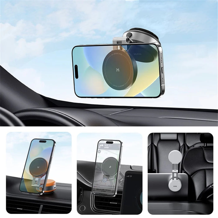 ROCK Q16 Electric Suction Cup Magnetic Phone Holder Portable Phone Stand - Black - 6