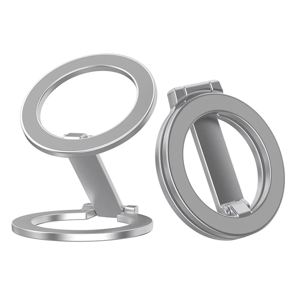 Alloy Folding Phone Holder Magnetic Car Desktop Phone Bracket With Iron Pad - Silver - 1