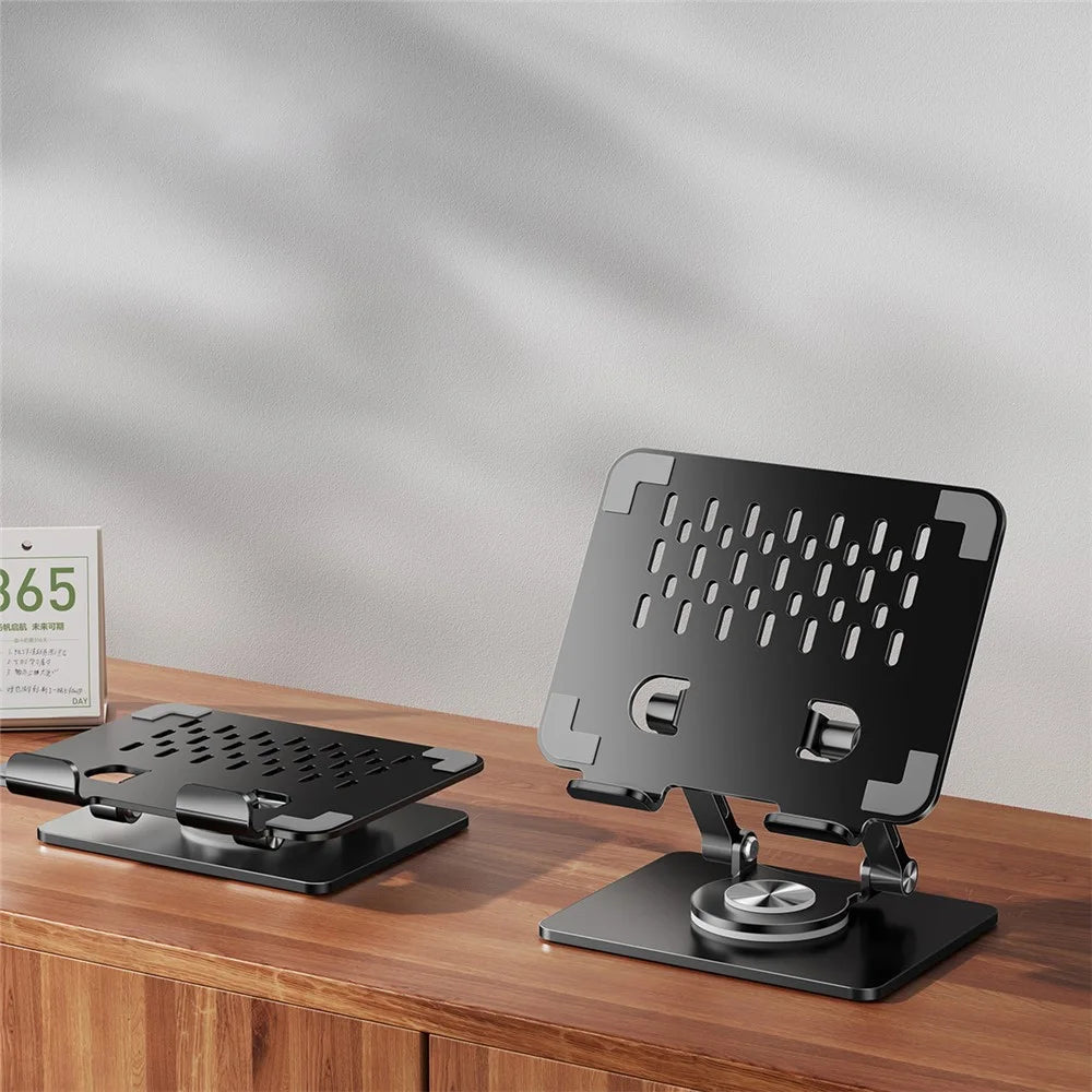 P2083 Heat Dissipation Alloy Steel 360 Degree Rotating Desktop Stand for Mobile Phone Tablet - Black - 2