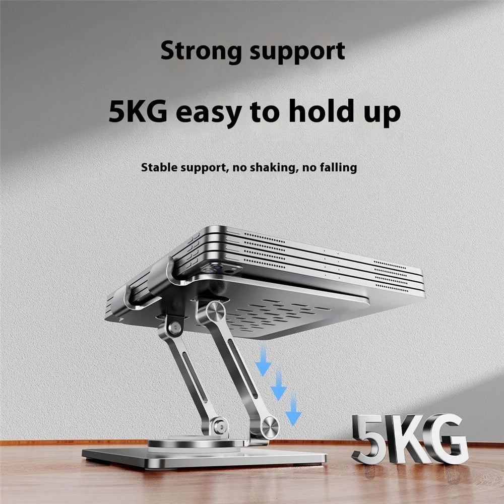 P2083 Heat Dissipation Alloy Steel 360 Degree Rotating Desktop Stand for Mobile Phone Tablet - Black - 4