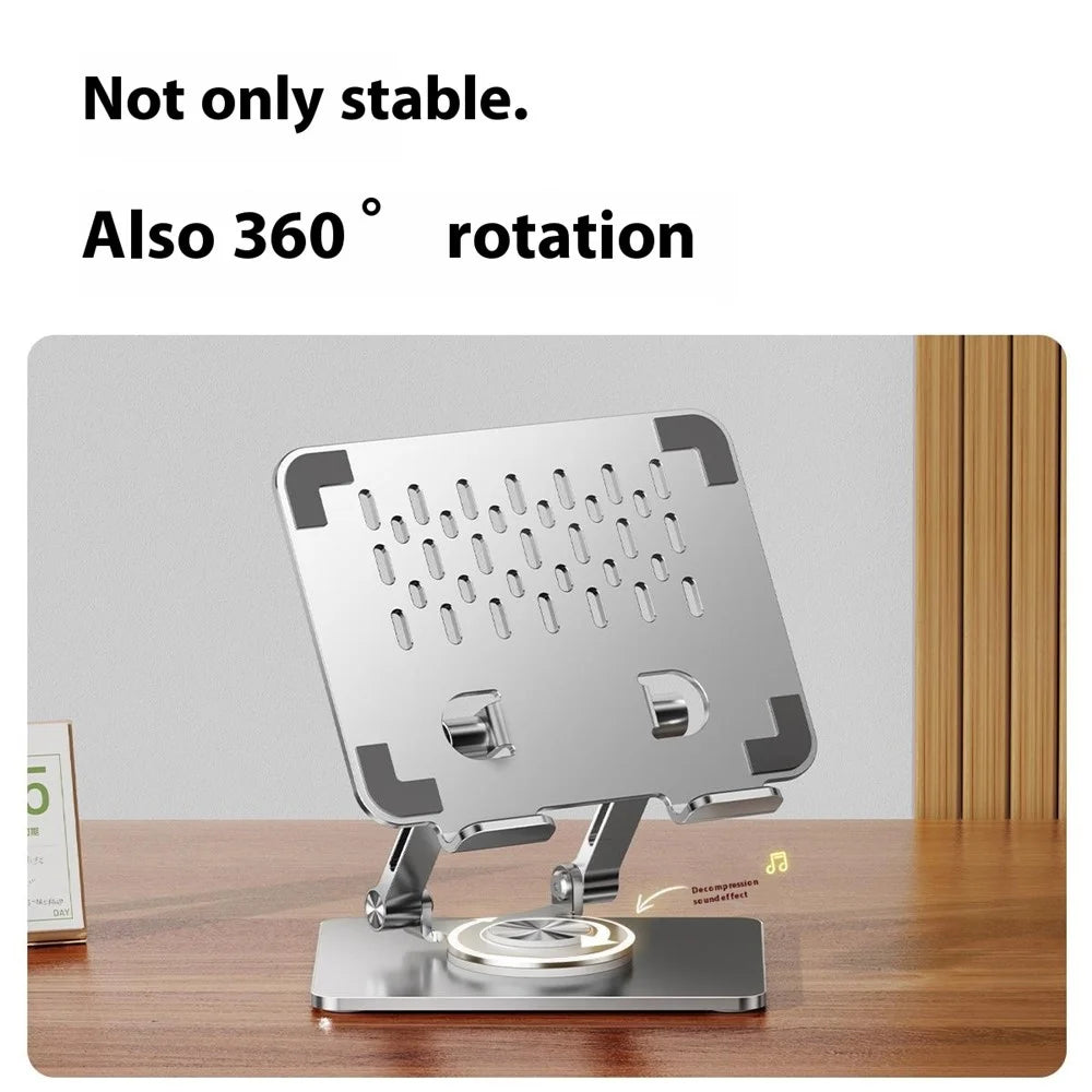 P2083 Heat Dissipation Alloy Steel 360 Degree Rotating Desktop Stand for Mobile Phone Tablet - Black - 5