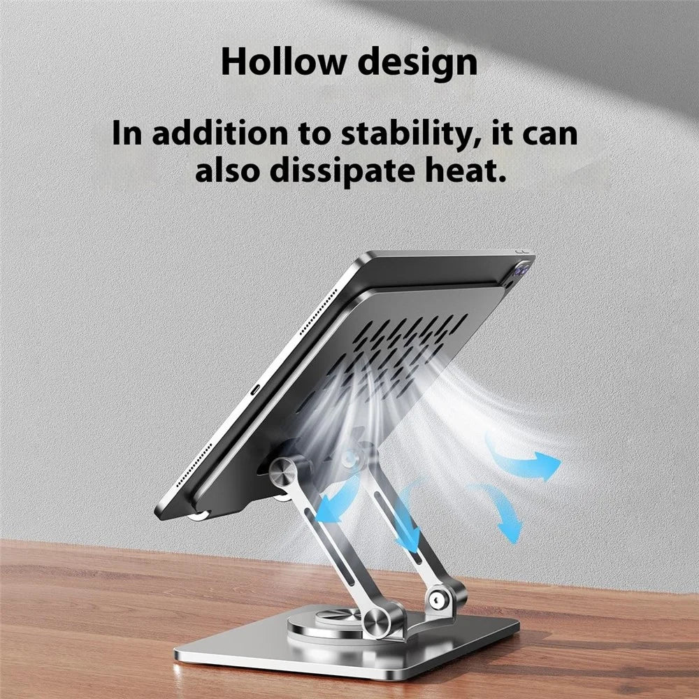 P2083 Heat Dissipation Alloy Steel 360 Degree Rotating Desktop Stand for Mobile Phone Tablet - Black - 6
