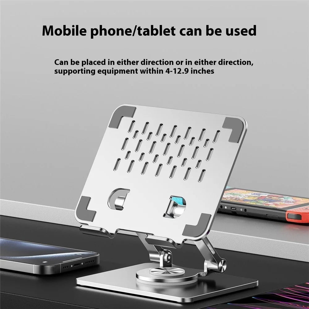 P2083 Heat Dissipation Alloy Steel 360 Degree Rotating Desktop Stand for Mobile Phone Tablet - Black - 7