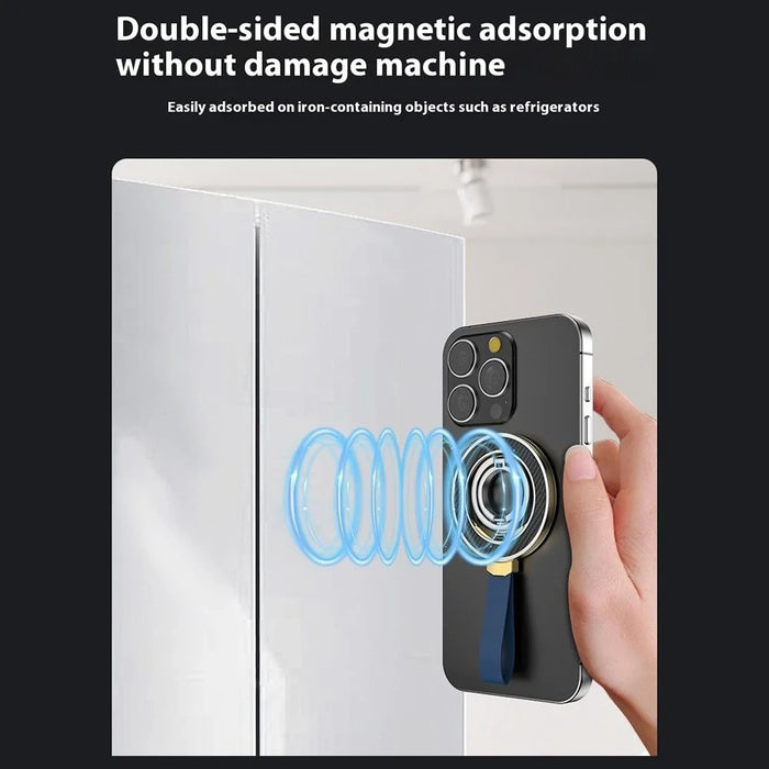 Zinc Alloy Silicone Magnetic Holder Ring Buckle Carbon Fiber Pattern Rotating Double-Sided Magnetic Phone Kickstand - Tarnish - 6