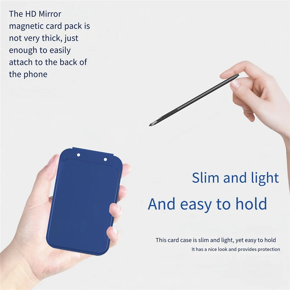 Magnetic Folding Phone Kickstand with Mirror, Lightweight Thin Cell Phone Stick on Card Holder - Black - 6