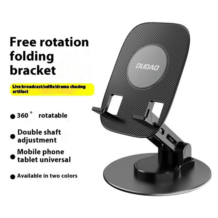 DUDAO F17s Foldable Tablet Holder ABS+Aluminum Alloy 360 Degree Rotatable Desktop Phone Stand - Black - 2