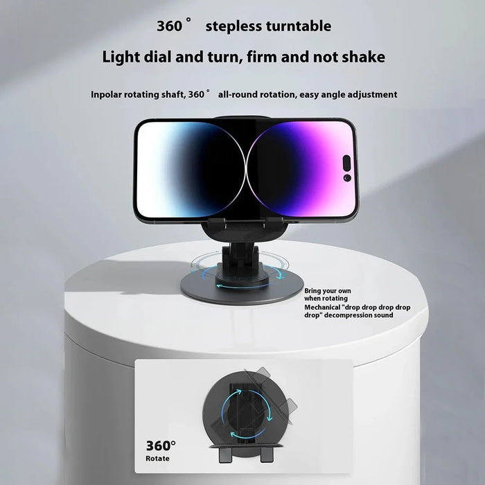 DUDAO F17s Foldable Tablet Holder ABS+Aluminum Alloy 360 Degree Rotatable Desktop Phone Stand - Black - 3