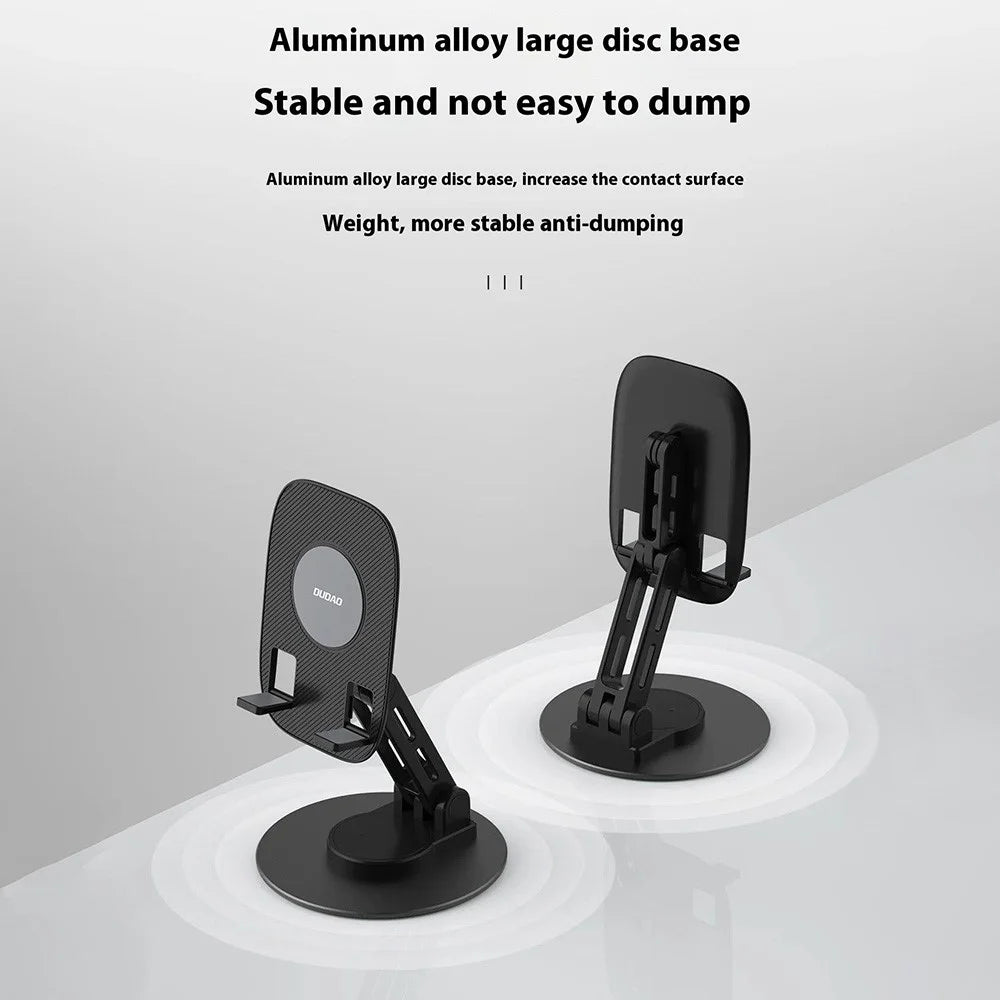 DUDAO F17s Foldable Tablet Holder ABS+Aluminum Alloy 360 Degree Rotatable Desktop Phone Stand - Black - 6