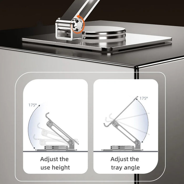 MT131 Desktop Holder Cooling Aluminum Alloy 360° Rotation Foldable Stand - Silver - 5